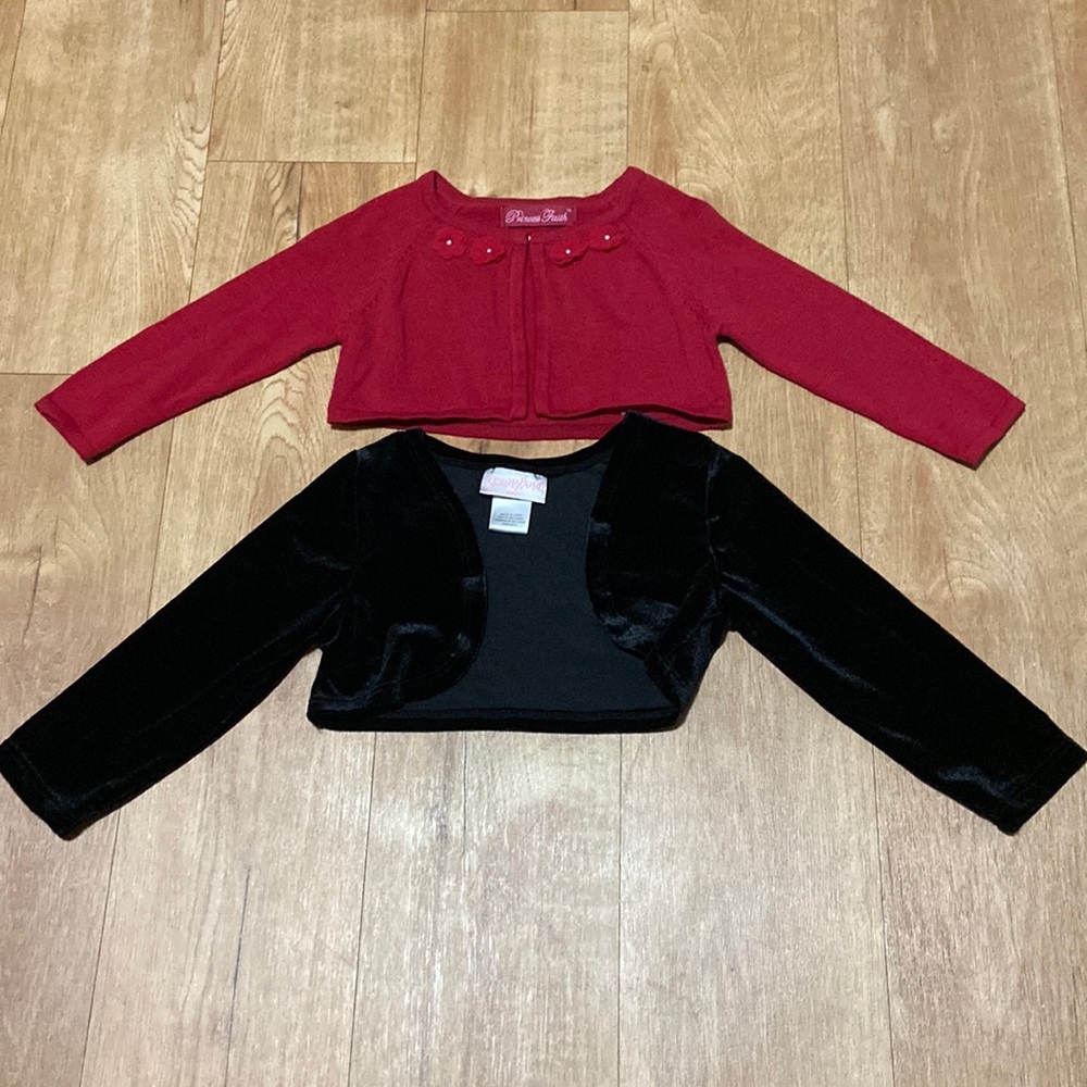 Set of 2 Size 24 Months Girl long sleeve Dress Half Cardigan Sweaters Cover ups